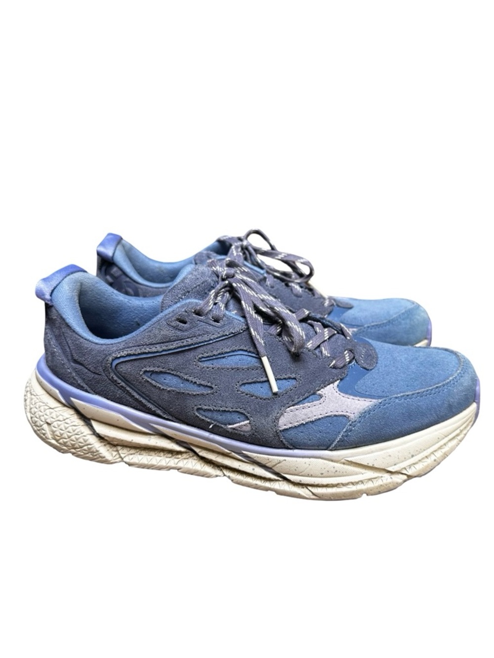 HOKA x FP Movement Clifton L Suede Sneakers Size 8.5 RARE Ocean Blue Lilac